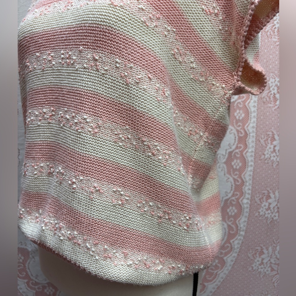 Vintage Mister Leonard Pink & Cream Stripe Knit Top Sz M - Picture 4 of 11